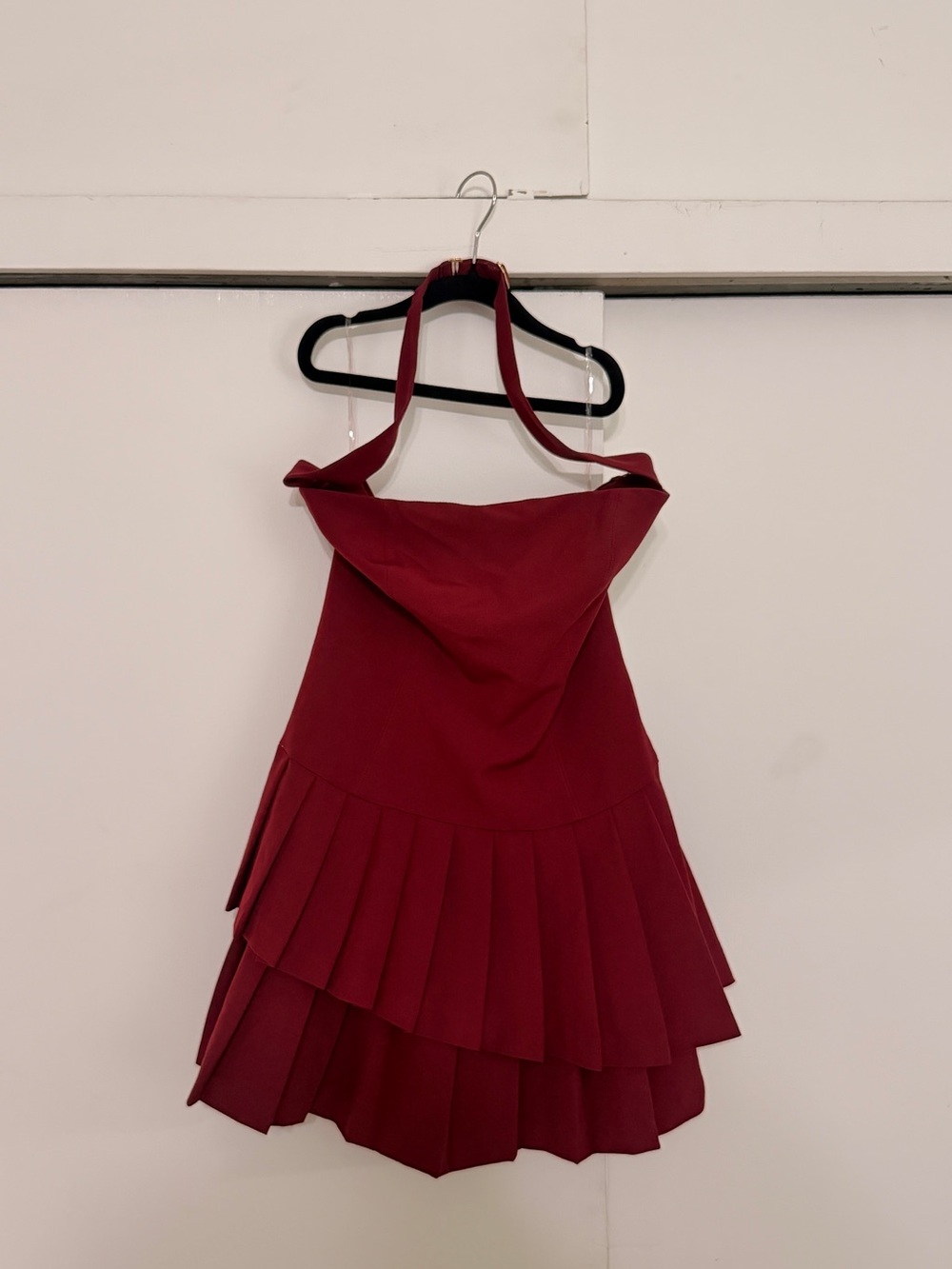 Oh Polly Burgundy Halter Pleated Mini Dress - Picture 5 of 6